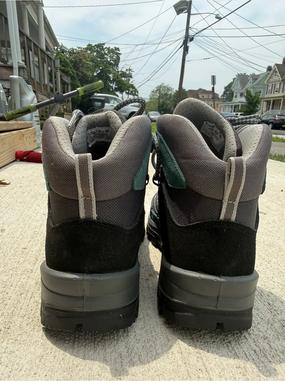 Green and Gray Hiking Boots - Outdoor Trail Shoes